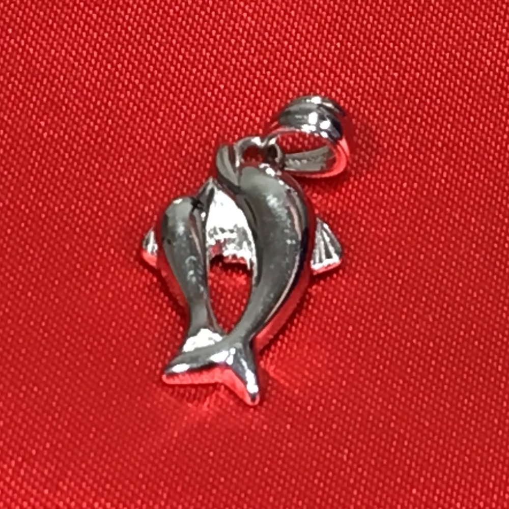 Brand New Sterling Silver 2 Dolphin Pendant